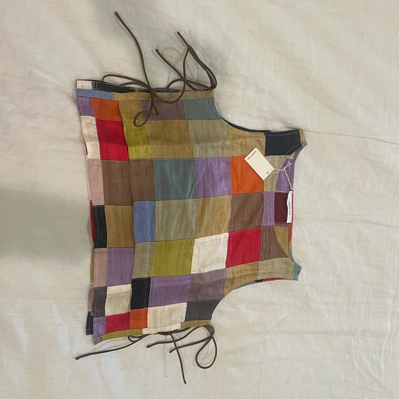 Chan Luu Colorful Patchwork Crop Top with Side Ties - Picture 2 of 3